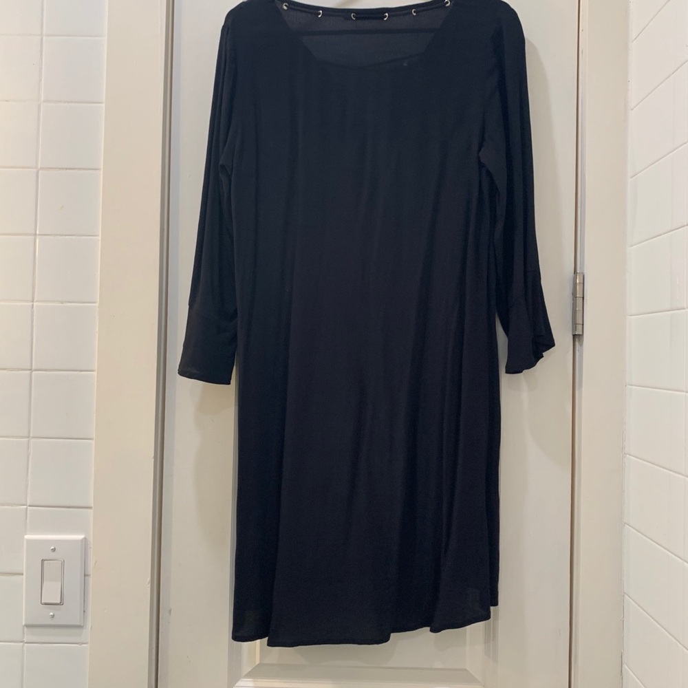 Black tie neck dress